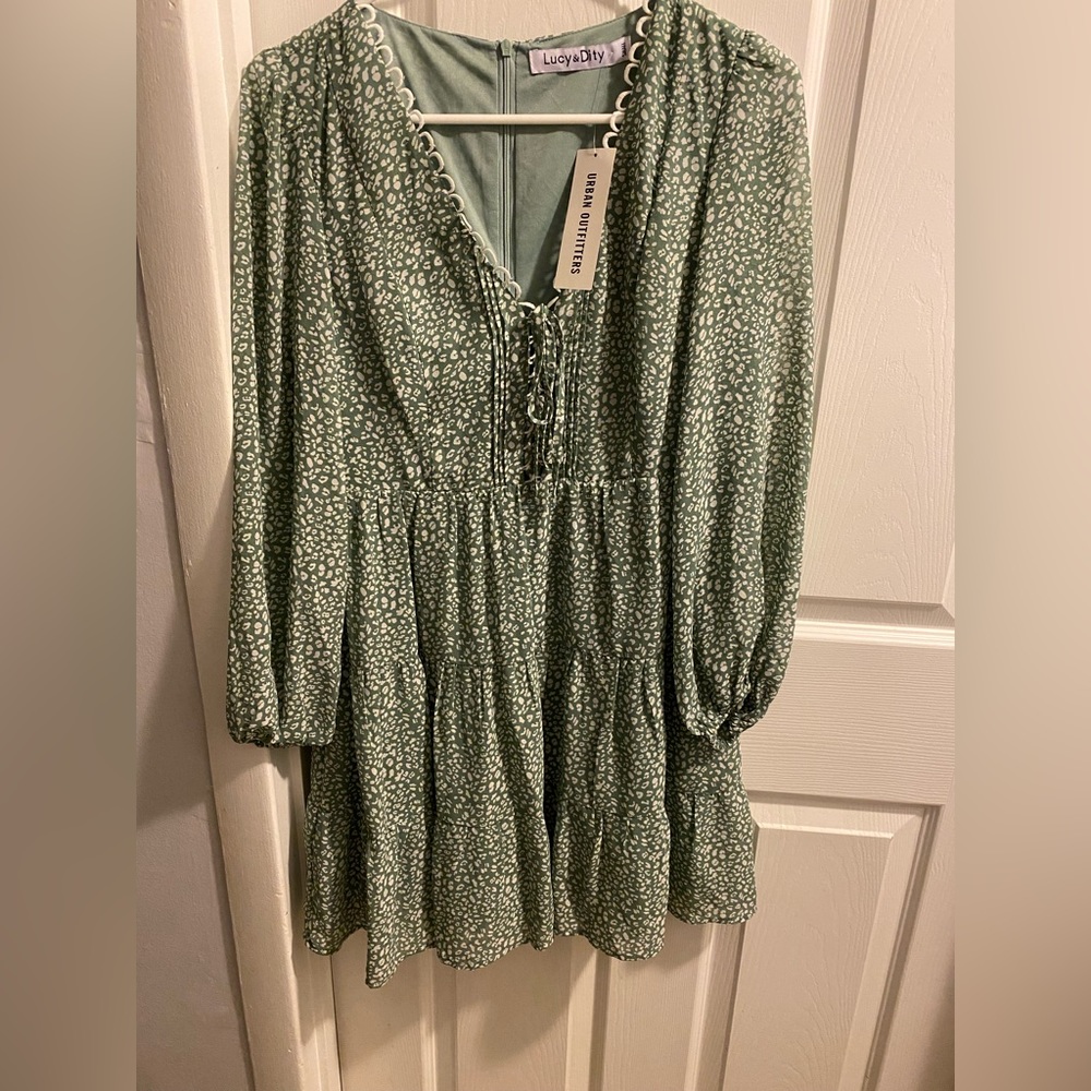 Lucy & Dity UO, Printed Tiered Chiffon Mini Dress